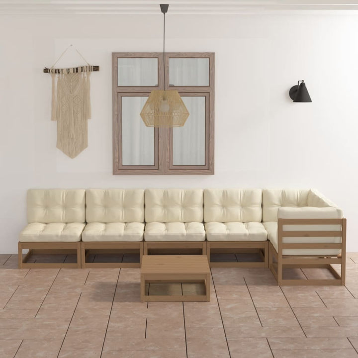 Vixl Set Mobilier Grădină Cu Perne, 7 Piese, Lemn Masiv Pin