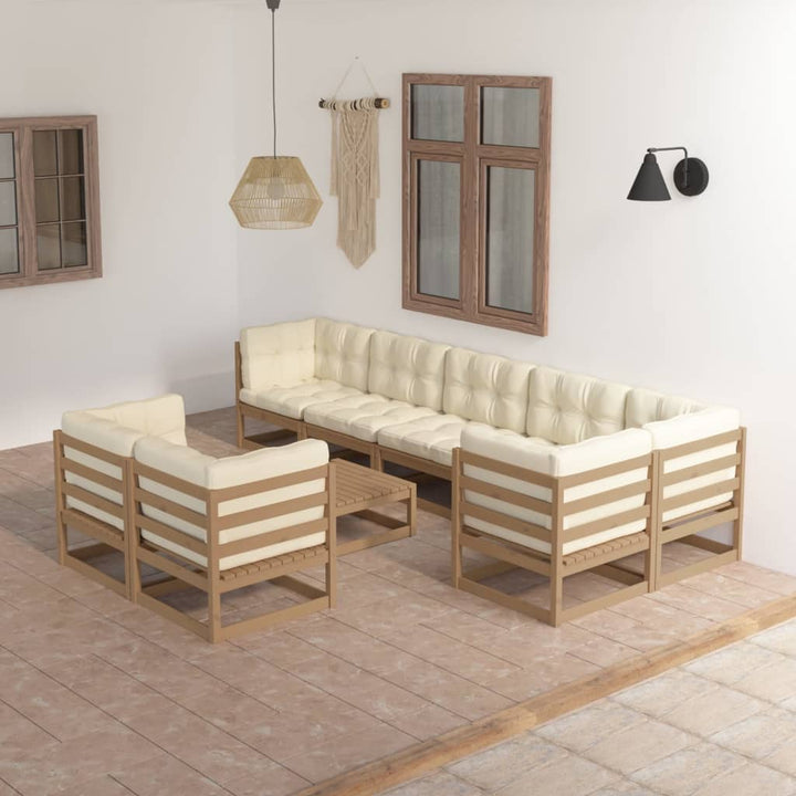 Vixl Set Mobilier Grădină Cu Perne, 9 Piese, Lemn Masiv Pin