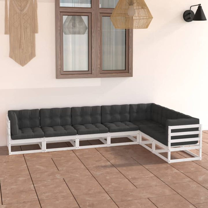 Vixl Set Mobilier Grădină, Perne, 7 Piese, Lemn Masiv Pin