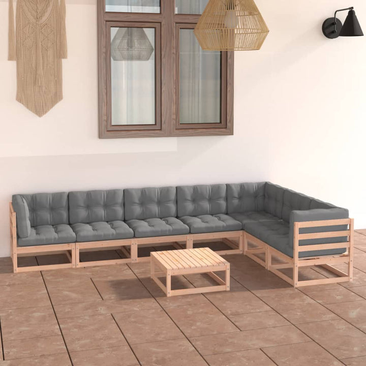Vixl Set Mobilier Grădină Cu Perne, 8 Piese, Lemn Masiv De Pin