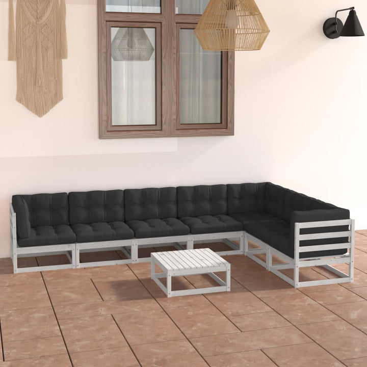 Vixl Set Mobilier Grădină Cu Perne, 8 Piese, Lemn Masiv De Pin