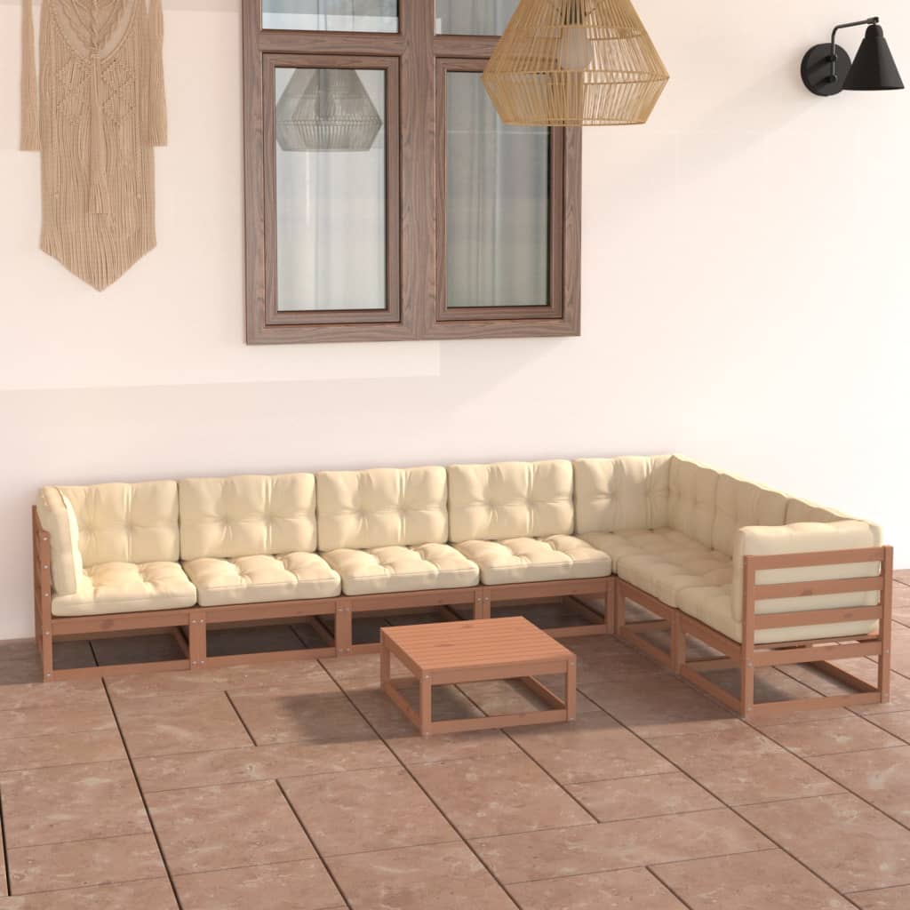Vixl Set Mobilier Grădină Cu Perne, 8 Piese, Lemn Masiv De Pin