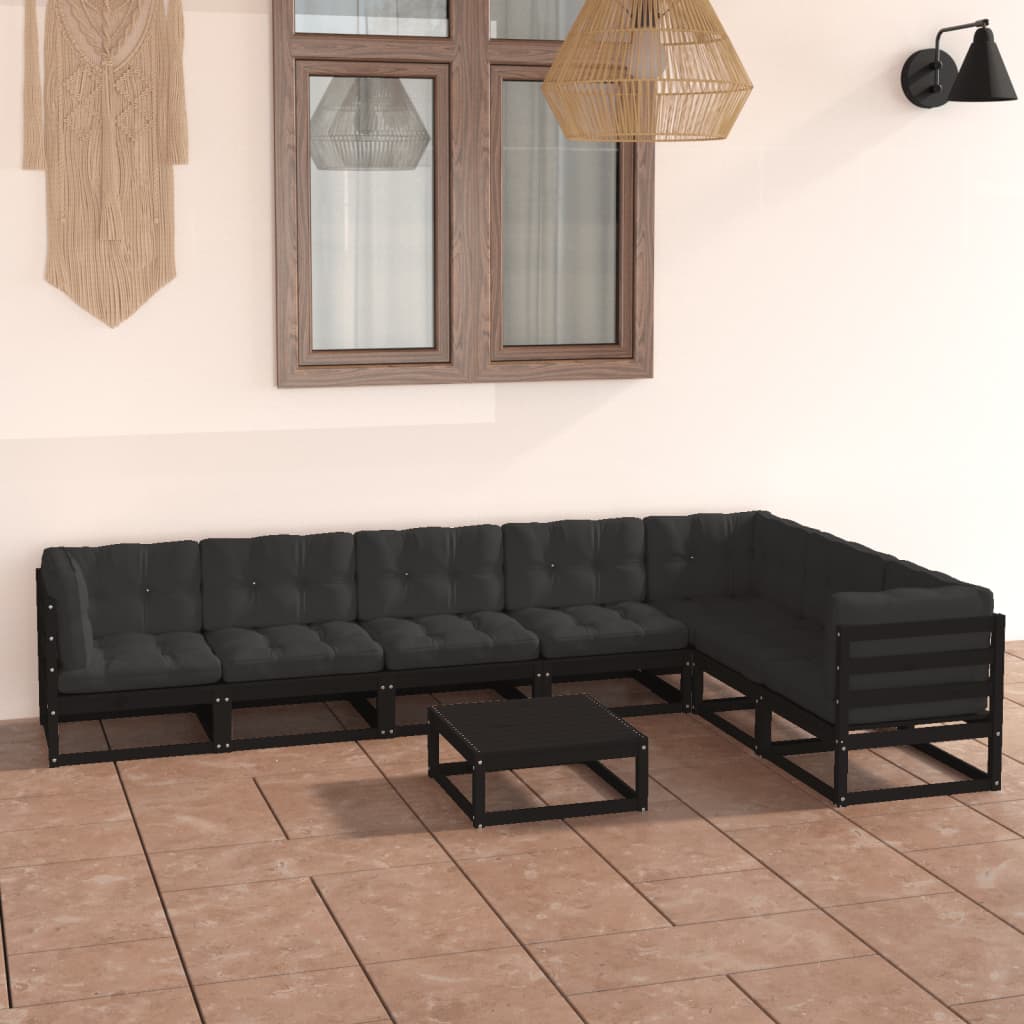 Vixl Set Mobilier Grădină Cu Perne, 8 Piese, Lemn Masiv De Pin