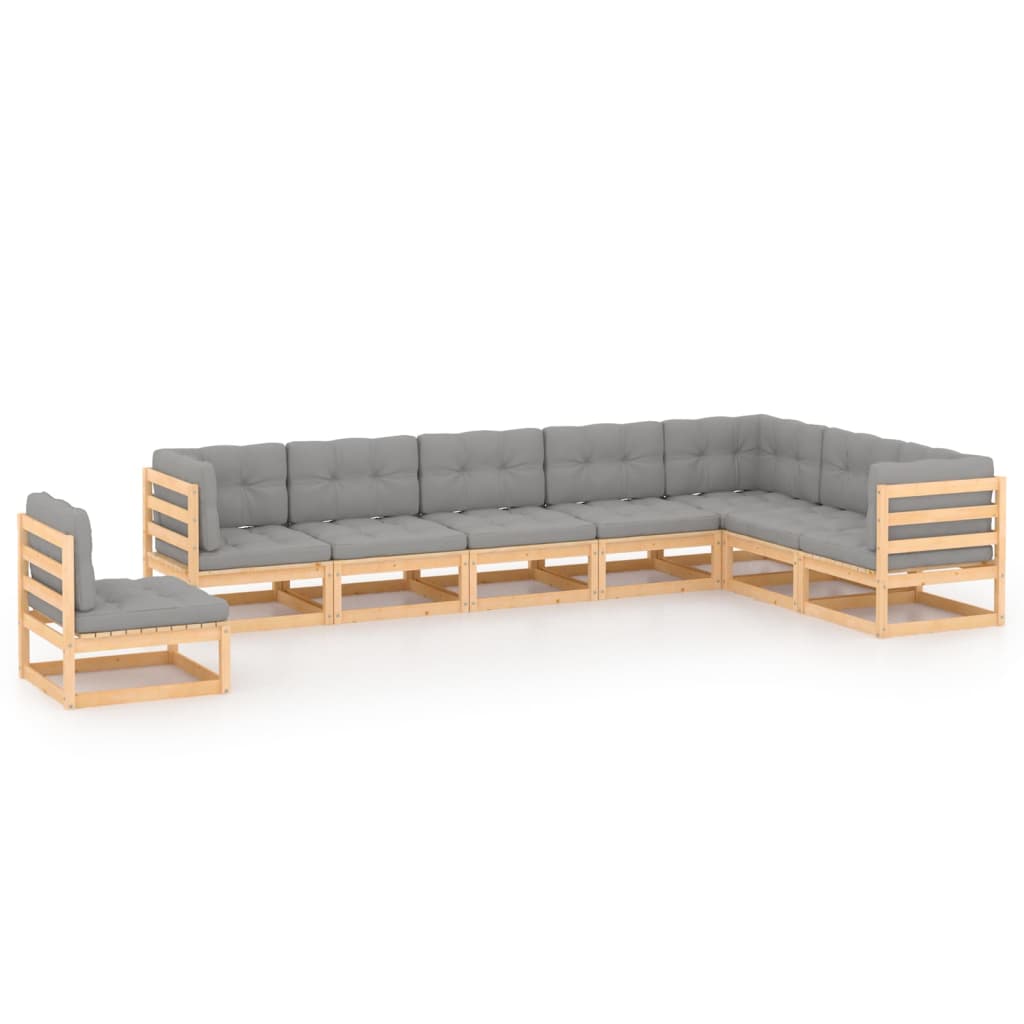 Vixl Set Mobilier Grădină Cu Perne, 8 Piese, , Lemn Masiv De Pin
