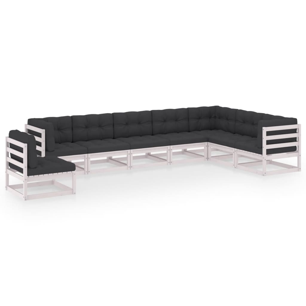 Vixl Set Mobilier Grădină Cu Perne, 8 Piese, , Lemn Masiv De Pin