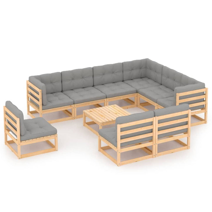 Vixl Set Mobilier Grădină Cu Perne, 10 Piese, , Lemn Masiv Pin