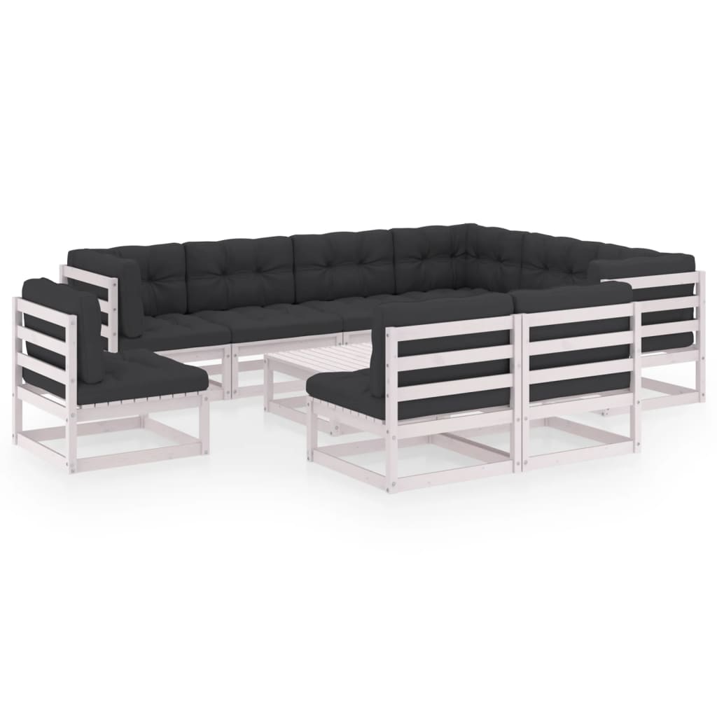 Vixl Set Mobilier Grădină Cu Perne, 10 Piese, , Lemn Masiv Pin