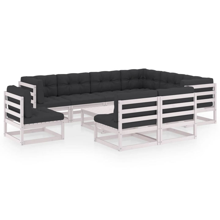 Vixl Set Mobilier Grădină Cu Perne, 10 Piese, , Lemn Masiv Pin