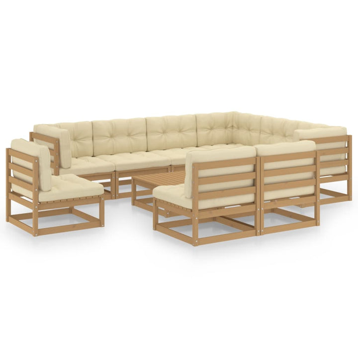 Vixl Set Mobilier Grădină Cu Perne, 10 Piese, , Lemn Masiv Pin