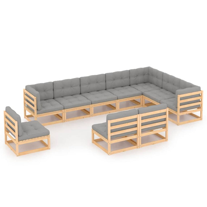 Vixl Set Mobilier Grădină Perne, 10 Piese, Lemn Masiv Pin