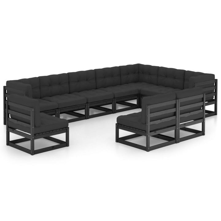 Vixl Set Mobilier Grădină Perne, 10 Piese, Lemn Masiv Pin