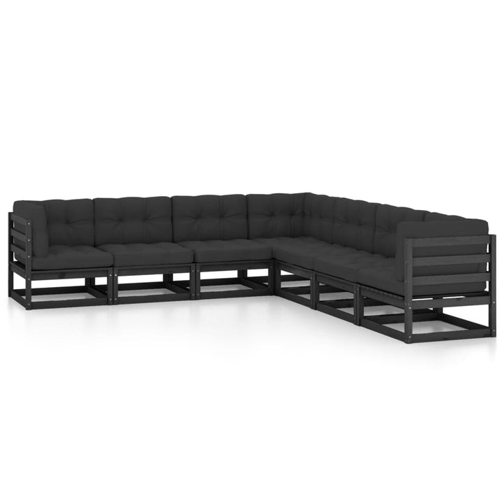 Vixl Set Mobilier De Grădină Cu Perne, 7 Piese, Lemn Masiv De Pin