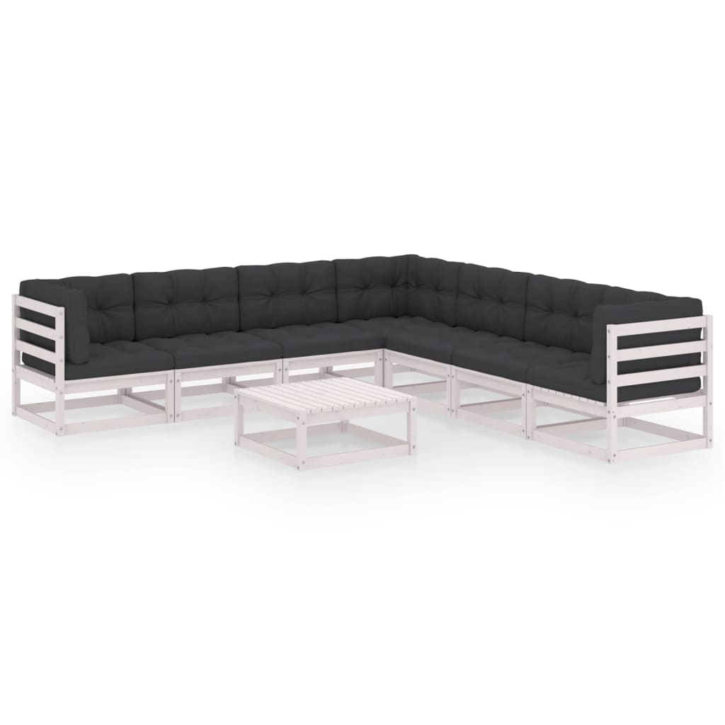 Vixl Set Mobilier Grădină Cu Perne, 8 Piese, , Lemn Masiv Pin