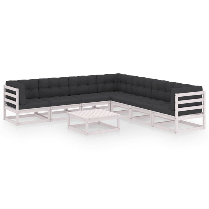 Vixl Set Mobilier Grădină Cu Perne, 8 Piese, , Lemn Masiv Pin