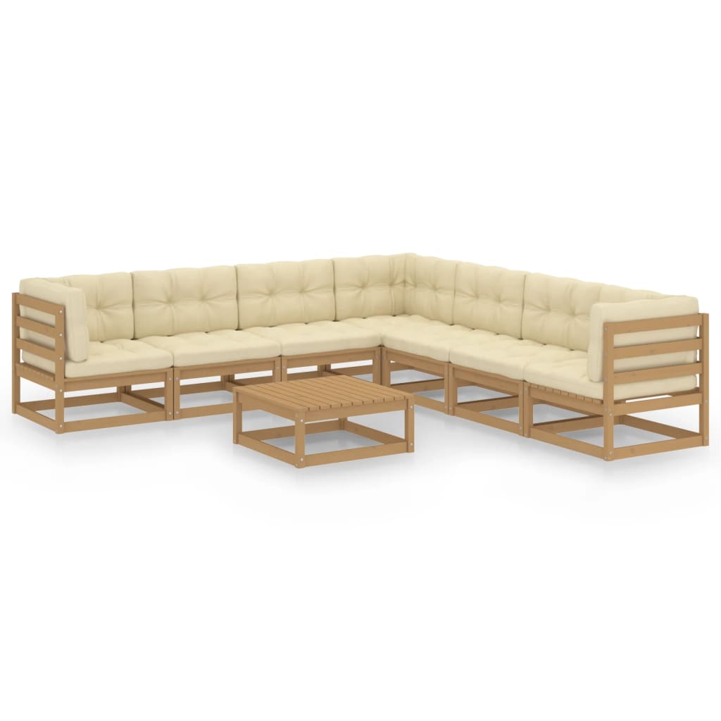 Vixl Set Mobilier Grădină Cu Perne, 8 Piese, , Lemn Masiv Pin