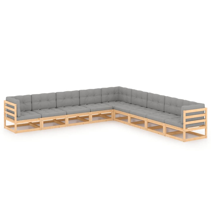 Vixl Set Mobilier Grădină Cu Perne, 9 Piese, Lemn Masiv De Pin