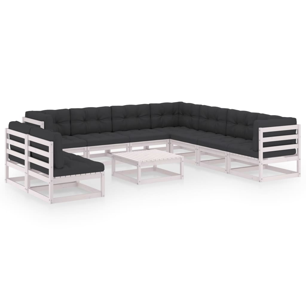 Vixl Set Mobilier Grădină Perne, 10 Piese, Lemn Masiv Pin