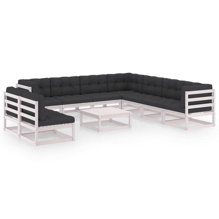 Vixl Set Mobilier Grădină Perne, 10 Piese, Lemn Masiv Pin