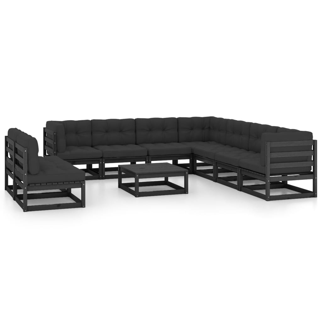 Vixl Set Mobilier Grădină Perne, 10 Piese, Lemn Masiv Pin
