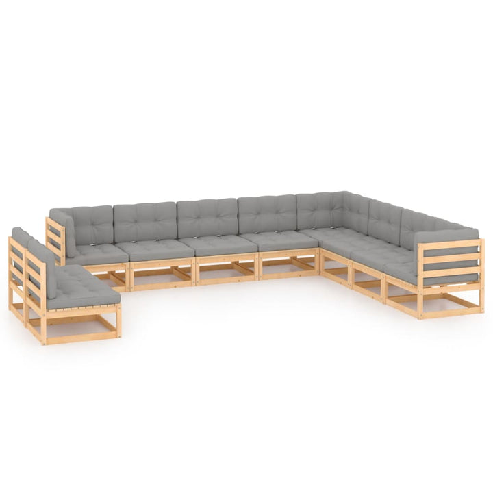 Vixl Set Mobilier Grădină Perne, 10 Piese, Lemn Masiv Pin