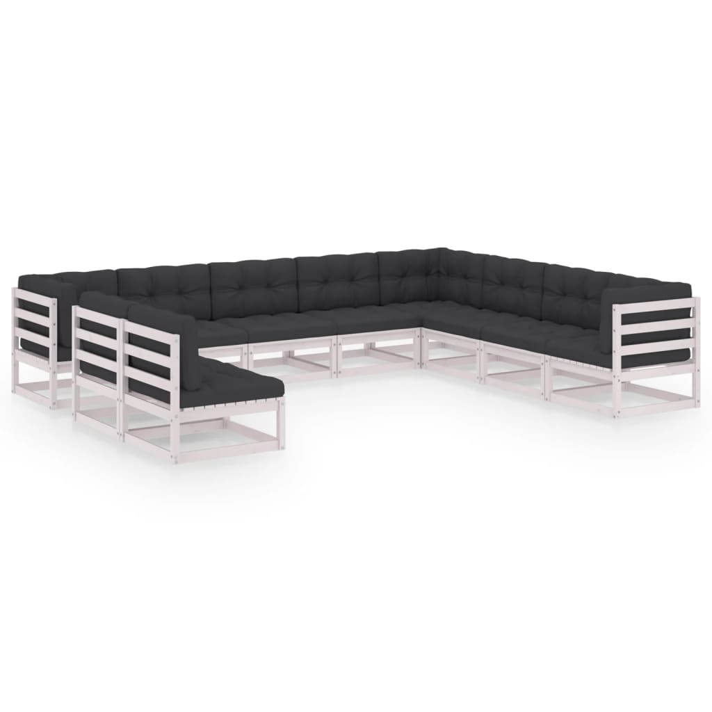 Vixl Set Mobilier Grădină Perne, 10 Piese, Lemn Masiv Pin