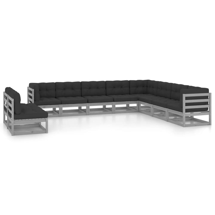 Vixl Set Mobilier Grădină Perne, 10 Piese, Lemn Masiv Pin