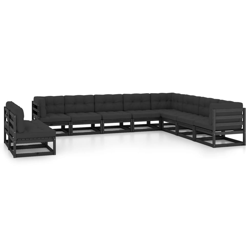 Vixl Set Mobilier Grădină Perne, 10 Piese, Lemn Masiv Pin