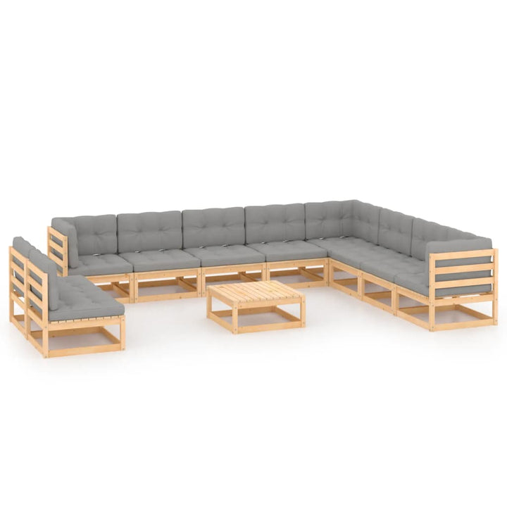 Vixl Set Mobilier Grădină Cu Perne, 11 Piese, Lemn Masiv De Pin