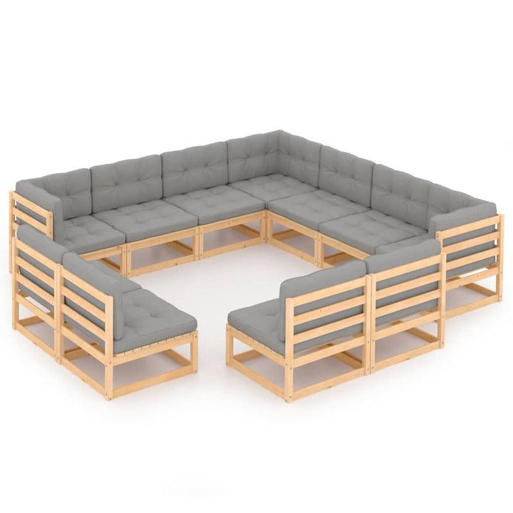 Vixl Set Mobilier Grădină Cu Perne, 11 Piese, , Lemn Masiv De Pin