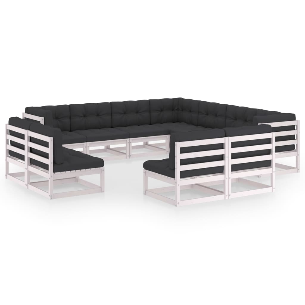 Vixl Set Mobilier Grădină Cu Perne, 11 Piese, , Lemn Masiv De Pin