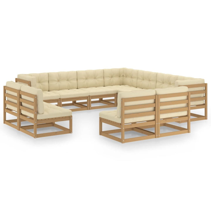 Vixl Set Mobilier Grădină Cu Perne, 11 Piese, , Lemn Masiv De Pin