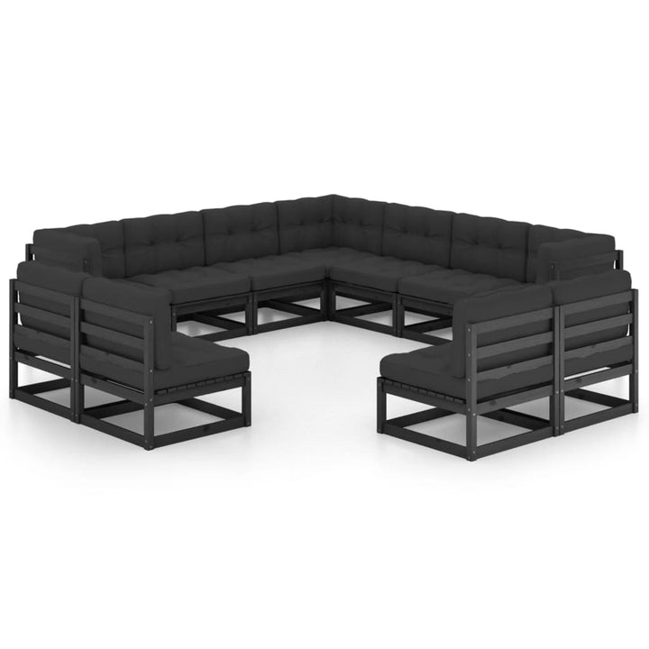 Vixl Set Mobilier Grădină Cu Perne, 11 Piese, , Lemn Masiv De Pin