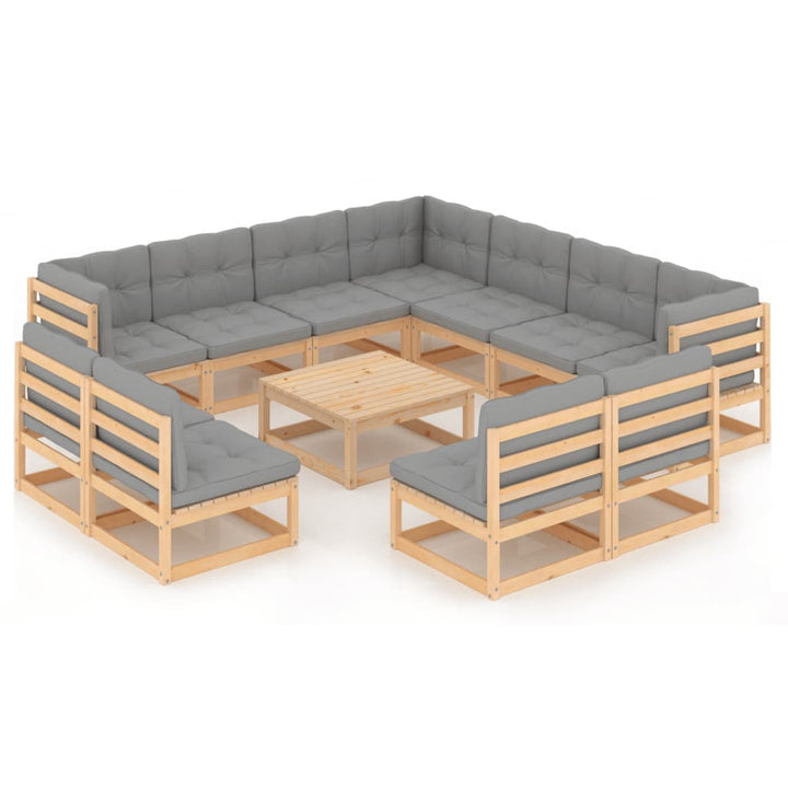 Vixl Set Mobilier Grădină Cu Perne, 12 Piese, Lemn Masiv De Pin