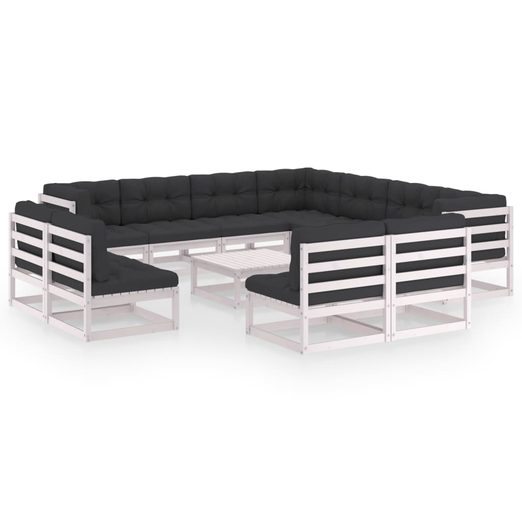 Vixl Set Mobilier Grădină Cu Perne, 12 Piese, Lemn Masiv De Pin