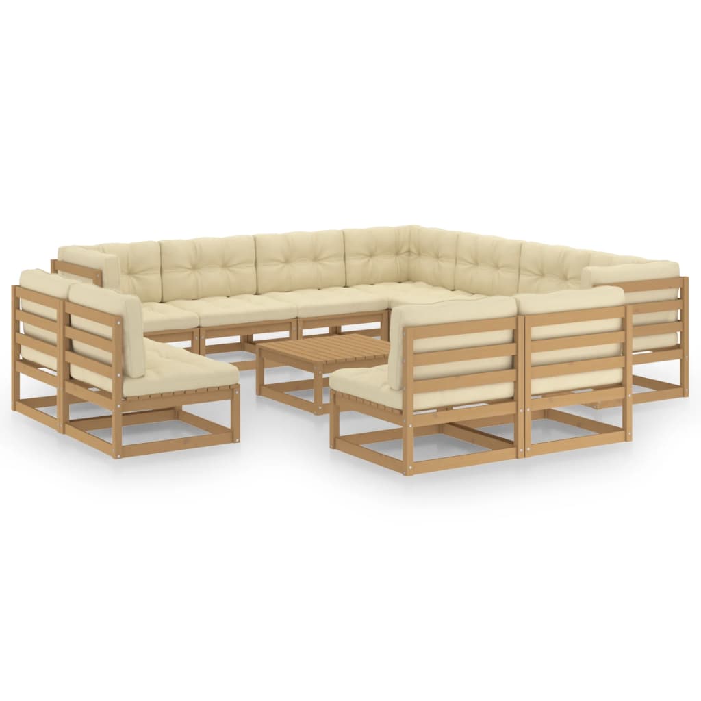 Vixl Set Mobilier Grădină Cu Perne, 12 Piese, Lemn Masiv De Pin