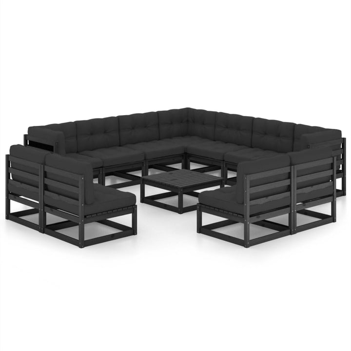 Vixl Set Mobilier Grădină Cu Perne, 12 Piese, Lemn Masiv De Pin