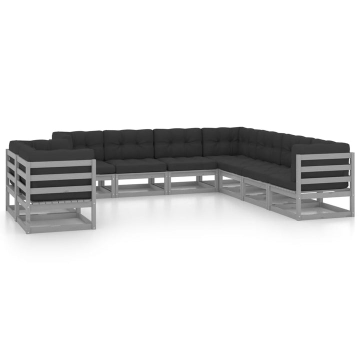 Vixl Set Mobilier Grădină, Perne, 9 Piese, Lemn Masiv Pin