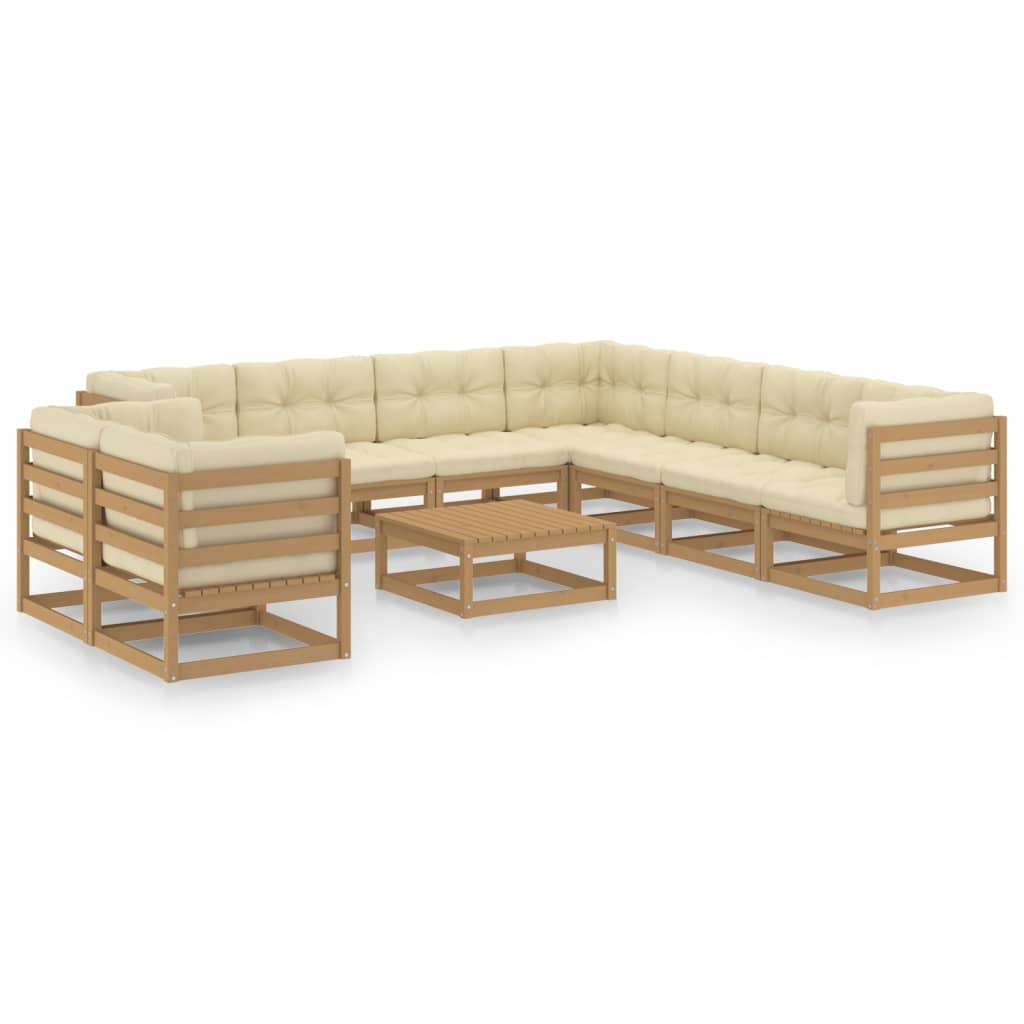 Vixl Set Mobilier Grădină Cu Perne, 10 Piese, , Lemn Masiv Pin