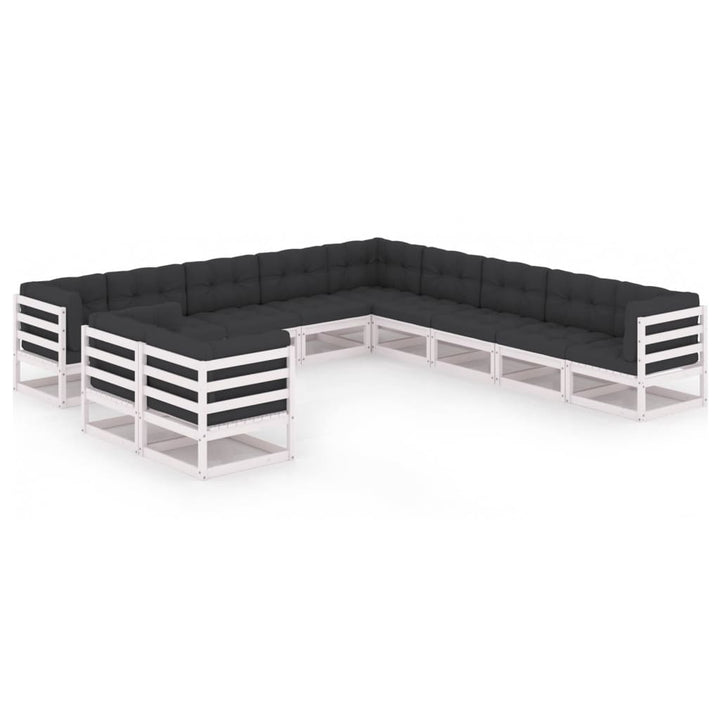 Vixl Set Mobilier Grădină Cu Perne, 11 Piese, , Lemn Masiv De Pin
