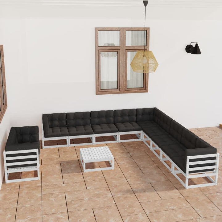 Vixl Set Mobilier Grădină Perne, 12 Piese, Lemn Masiv Pin