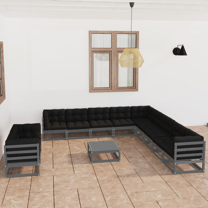 Vixl Set Mobilier Grădină Perne, 12 Piese, Lemn Masiv Pin