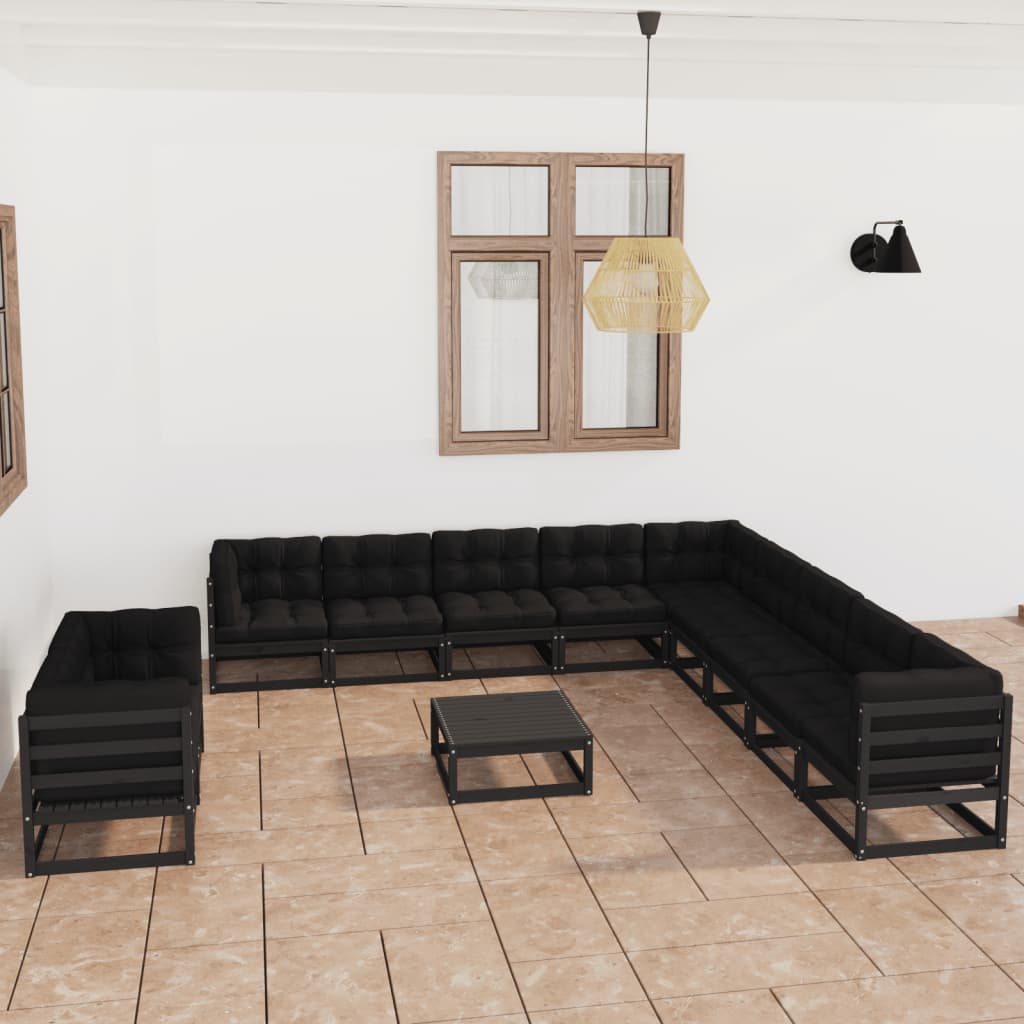 Vixl Set Mobilier Grădină Perne, 12 Piese, Lemn Masiv Pin