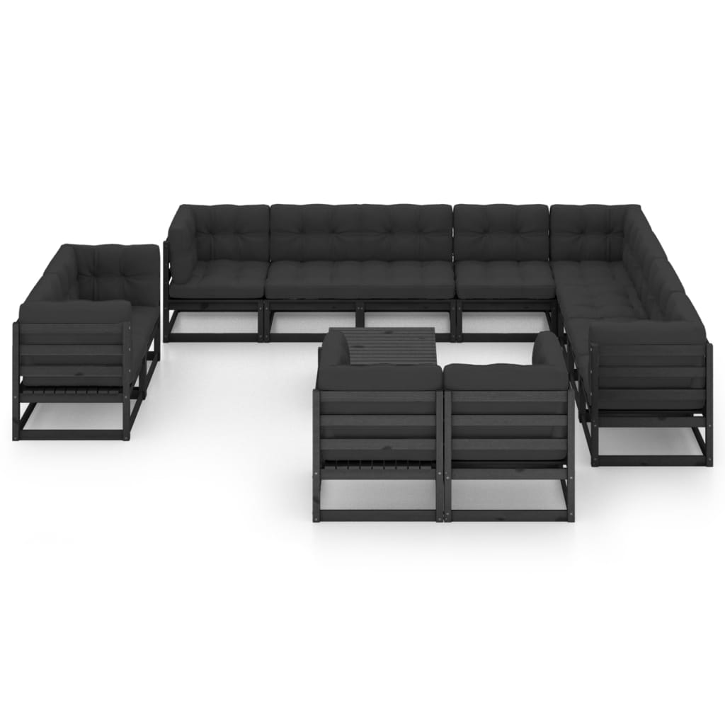Vixl Set Mobilier Grădină Cu Perne, 13 Piese, , Lemn Masiv Pin