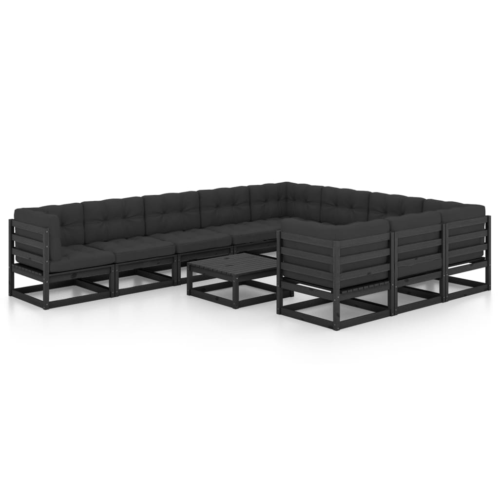 Vixl Set Mobilier Grădină Cu Perne, 11 Piese, Lemn Masiv De Pin