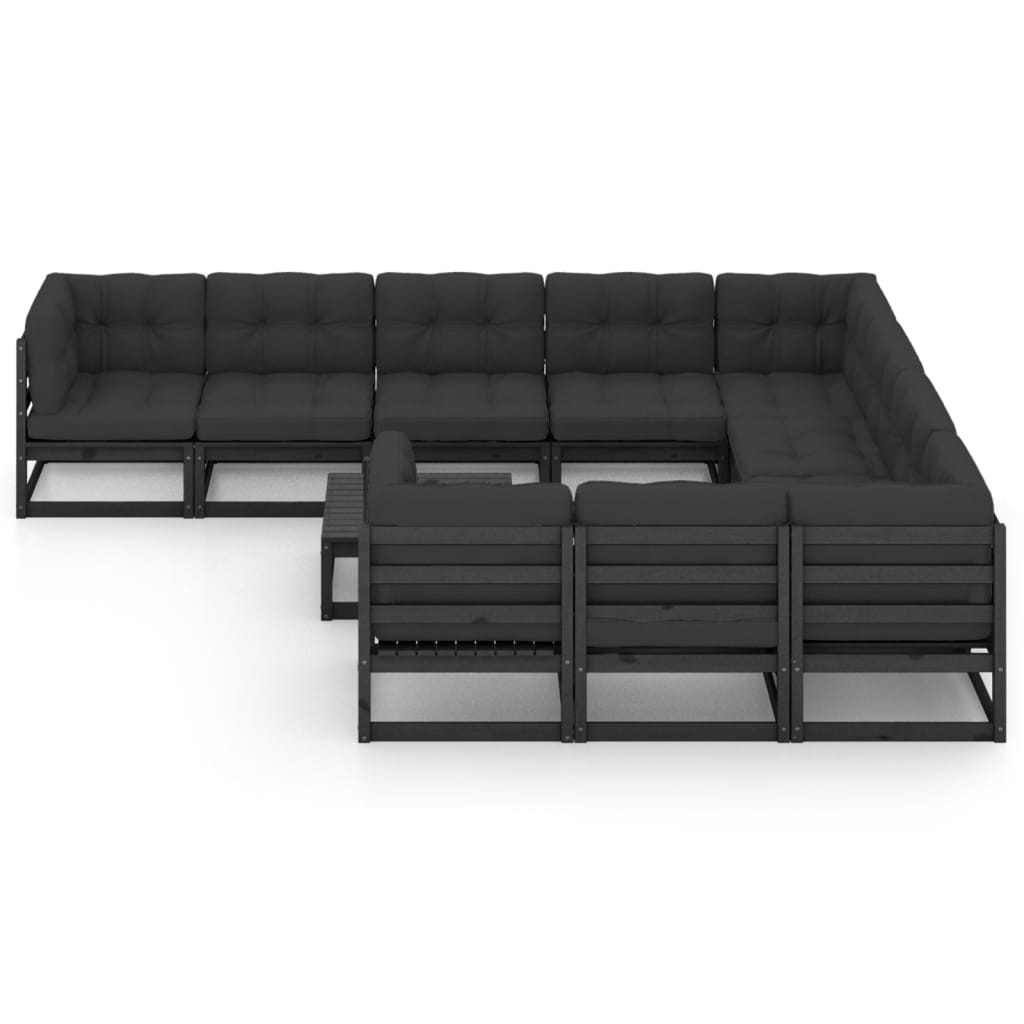 Vixl Set Mobilier Grădină Cu Perne, 11 Piese, Lemn Masiv De Pin
