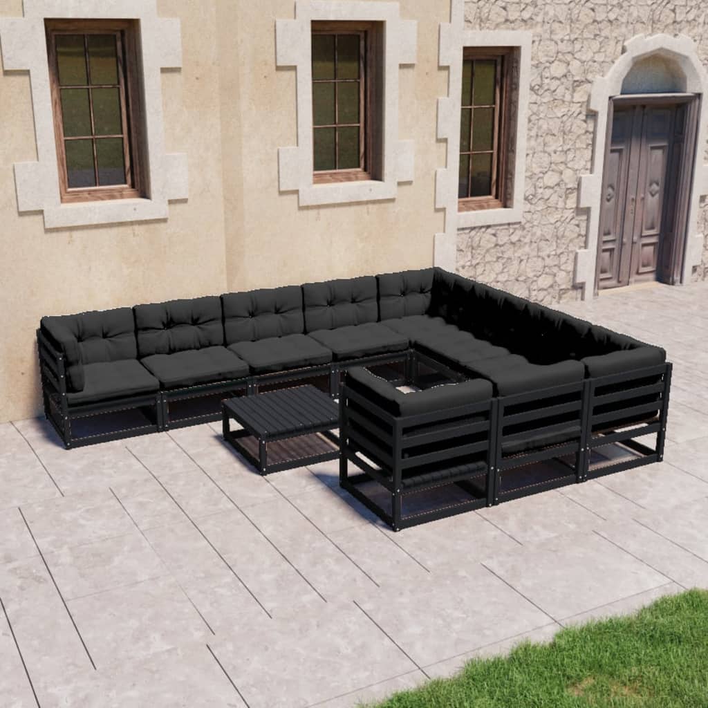 Vixl Set Mobilier Grădină Cu Perne, 11 Piese, Lemn Masiv De Pin