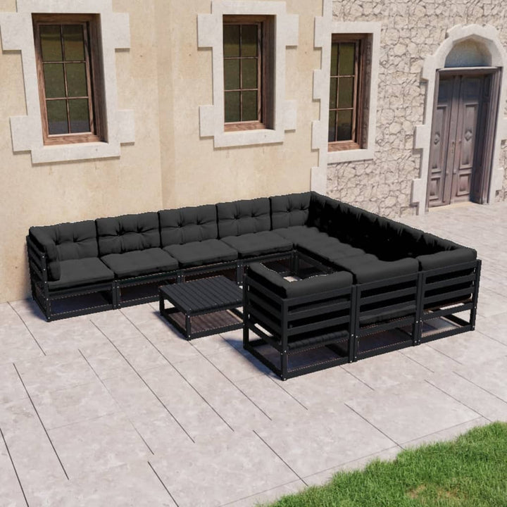 Vixl Set Mobilier Grădină Cu Perne, 11 Piese, Lemn Masiv De Pin