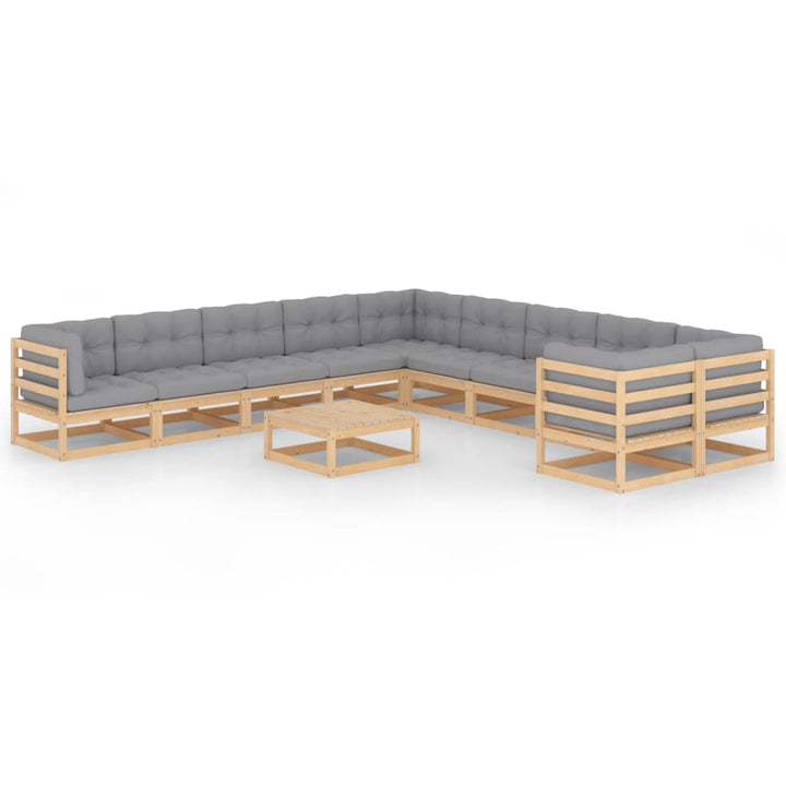 Vixl Set Mobilier Grădină Cu Perne, 11 Piese, Lemn Masiv De Pin