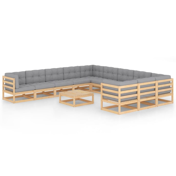 Vixl Set Mobilier Grădină&Perne 12 Piese Lemn Masiv Pin