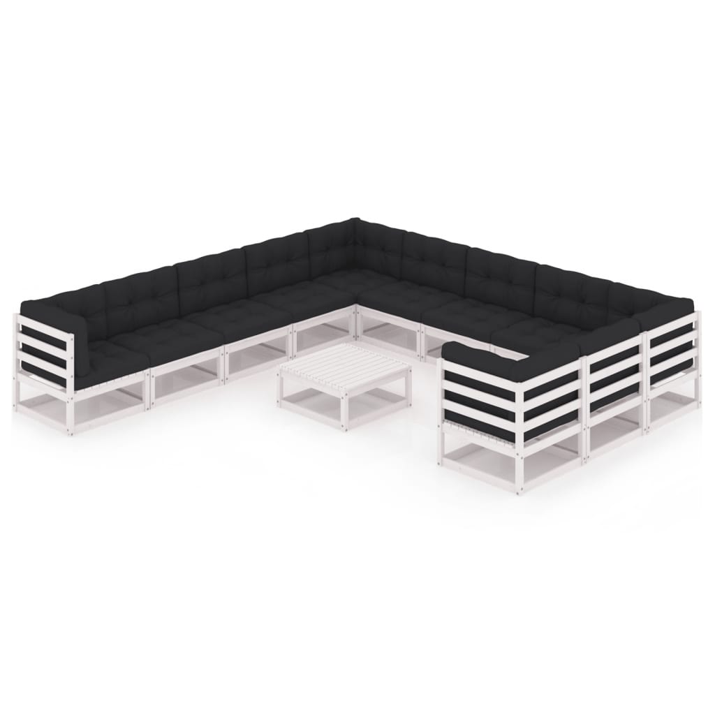 Vixl Set Mobilier Grădină&Perne 12 Piese Lemn Masiv Pin